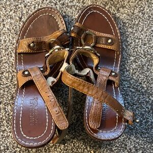 Michael Kors Tan Leather Sandals with Gold Details